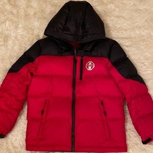 Red & Black Hooded Down Jacket🧸🎁